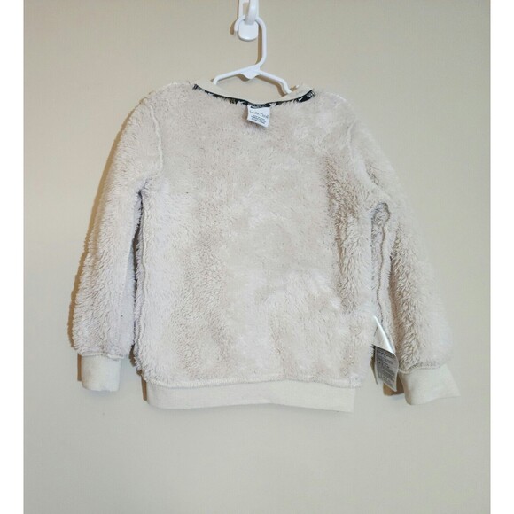 Nike Just Do It Kids Plush Pullover Sweatshirt Size 5-6 Beige Crew Neck Swoosh - Picture 5 of 12